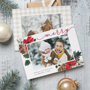 Tarjeta Festiva Bough rústico   Navidades acuarelas de fotografía