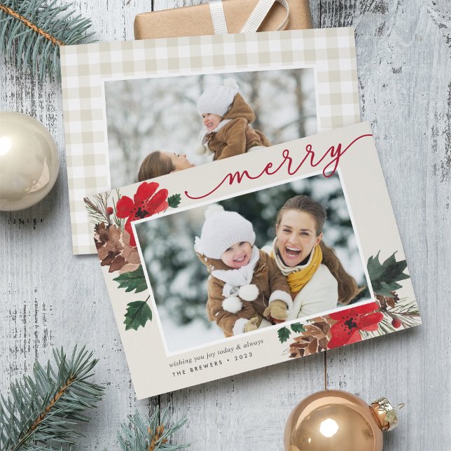 Tarjeta Festiva Bough rústico | Navidades acuarelas de fotografía  (Subido por el creador)