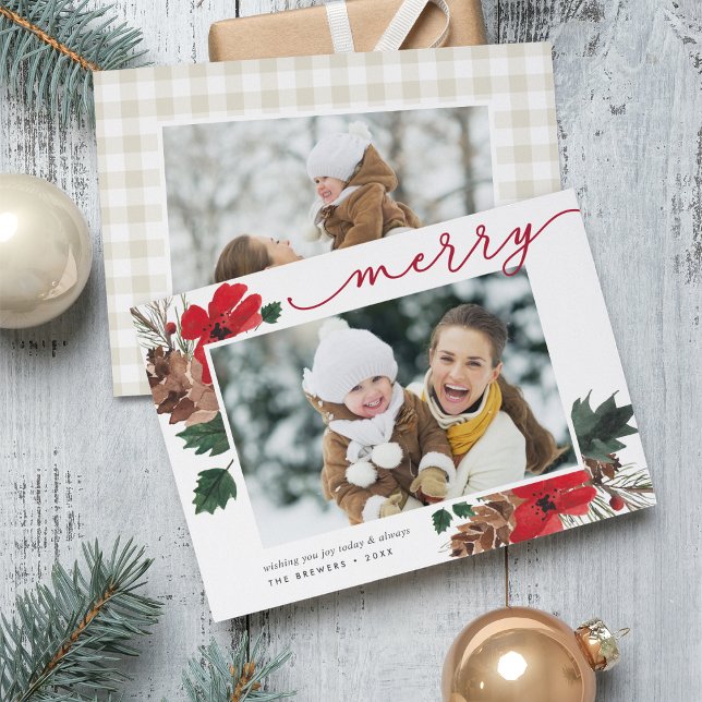 Tarjeta Festiva Bough rústico | Navidades acuarelas de fotografía  (Subido por el creador)