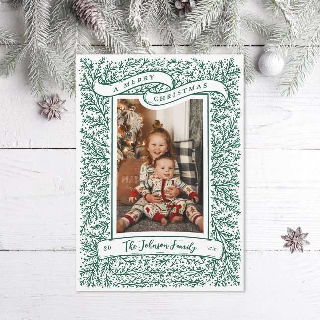 Tarjeta Festiva Bountiful Brands Forest Green Navidades Photo (Subido por el creador)