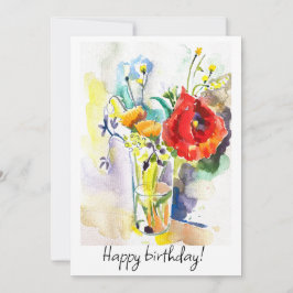 Tarjeta Festiva Bouquet con amapola roja