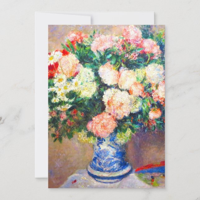 Tarjeta Festiva Bouquet de crisantemos y un ventilador japonés (Anverso)