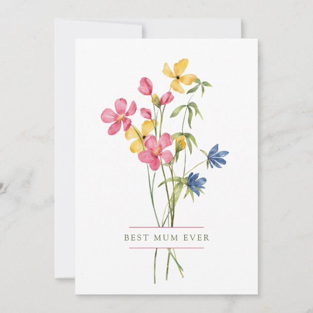 Tarjeta Festiva Bouquet de flores silvestres la mejor Mamá del día (Anverso)