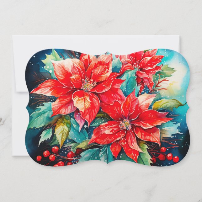 Tarjeta Festiva Bouquet de Poinsettia Añadir firma y saludo (Anverso)