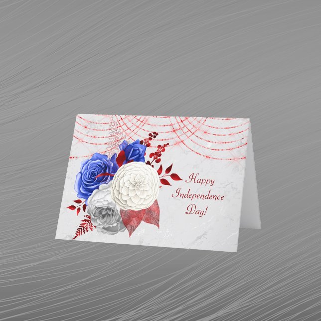 Tarjeta Festiva Bouquet de rosa azul rojo patriótico (Subido por el creador)