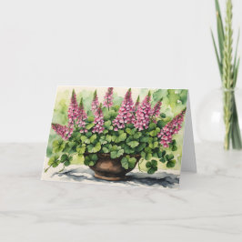 Tarjeta Festiva Bouquet de Shamrock & Foxglove Día de San Patricio