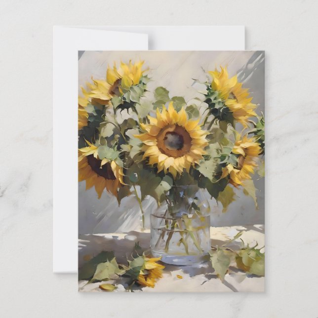Tarjeta Festiva Bouquet De Sunflowers D - Aceites (Anverso)