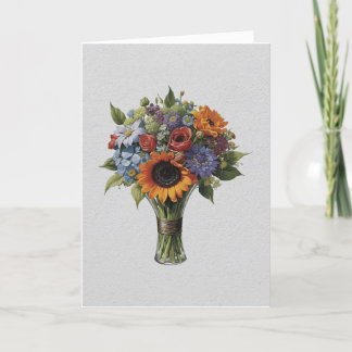 Tarjeta Festiva Bouquet en blanco