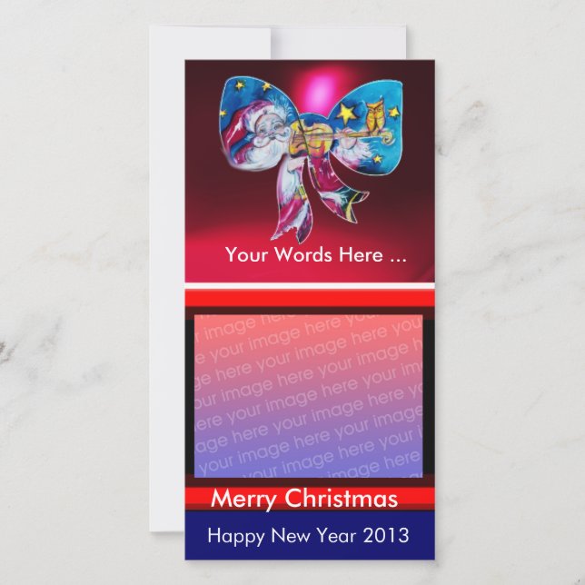 TARJETA FESTIVA BOW DE NAVIDADES DE SANTA INSPIRADOS (Anverso)