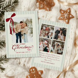 Tarjeta Festiva Bow Family Photo Christmas Holiday Card