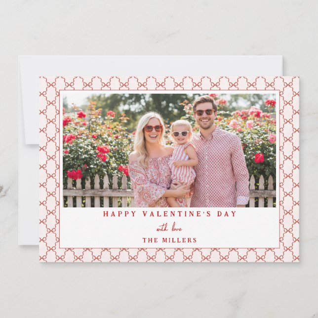 Tarjeta Festiva Bow Landscape Happy Valentine's Day Photo Card (Anverso)