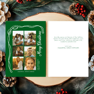 Tarjeta Festiva Bow Merry Christmas Familia 6 Fotos