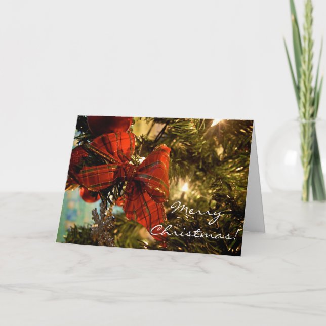 Tarjeta Festiva Bow on the Tree [Tarjeta de Navidades] (Anverso)