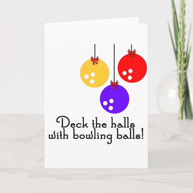 Tarjeta Festiva BowlingChick Deck the Halls (Anverso)