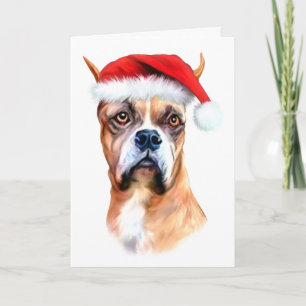 Tarjeta Festiva Boxer de Santa Hat