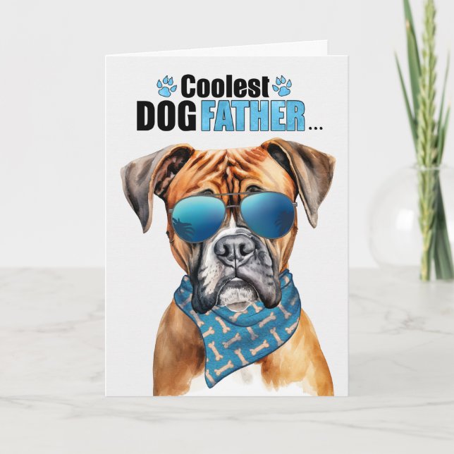 Tarjeta Festiva Boxer Dog Coolest Dad (Anverso)