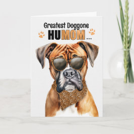 Tarjeta Festiva Boxer Dog Greatest HuMOM Mother's Day