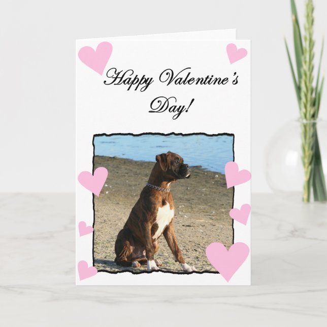 Tarjeta Festiva Boxer Dog Happy Valentine Day Greeting card (Anverso)