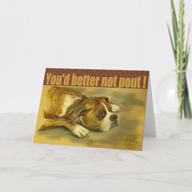 Tarjeta Festiva Boxer Dog Mejor Que Pout Navidades Card (Anverso)
