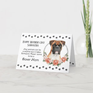 Tarjeta Festiva Boxer Dog Mom Florals Mother's Day Verse