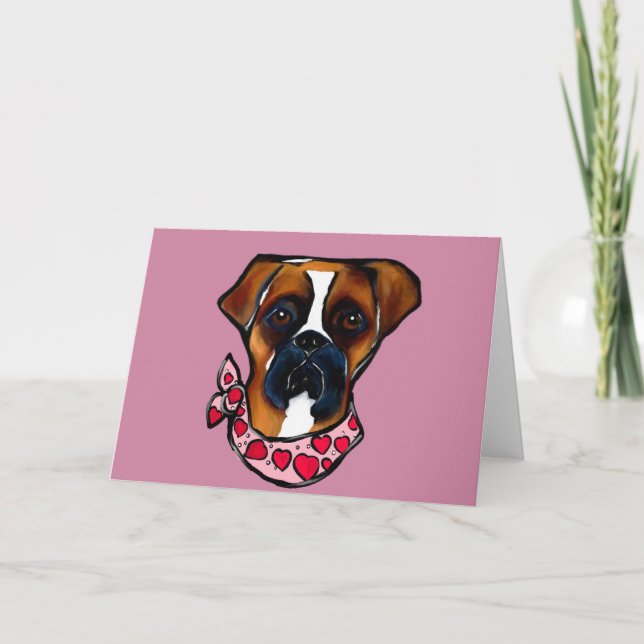 Tarjeta Festiva Boxer Dog Valentine (Anverso)