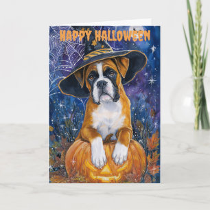 Tarjeta Festiva Boxer perro de Halloween