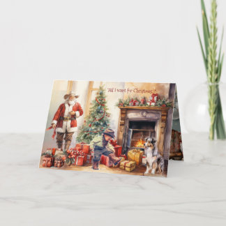 Tarjeta Festiva Boy Cowboy Boots for Christmas Christmas Card