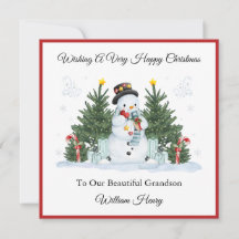 Boy First Second Third Navidades Snowman Card