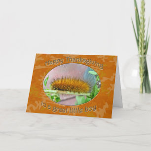 Tarjeta Festiva Boy Happy Thankding Yellow Bear Caterpillar