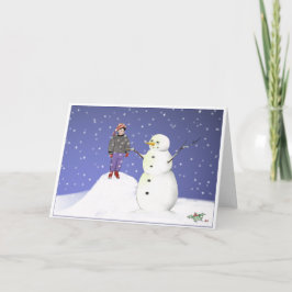 Tarjeta Festiva Boy y Snowman