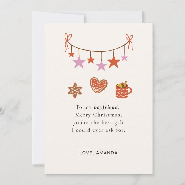Tarjeta Festiva Boyfriend Christmas Card Cute Personalized (Anverso)
