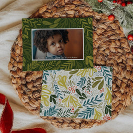 Tarjeta Festiva Bramble verde | Foto botánica festiva