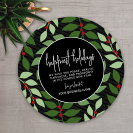 Tarjeta Festiva Branding Business - Negro Green Botanical Happiest