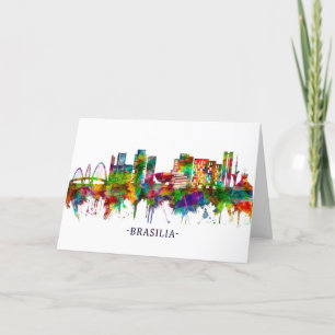Tarjeta Festiva Brasilia Brazil Skyline
