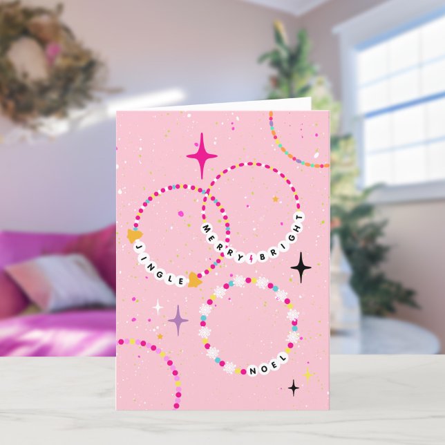Tarjeta Festiva Brazaletes de amistad Fiesta Navidades rosados (Subido por el creador)