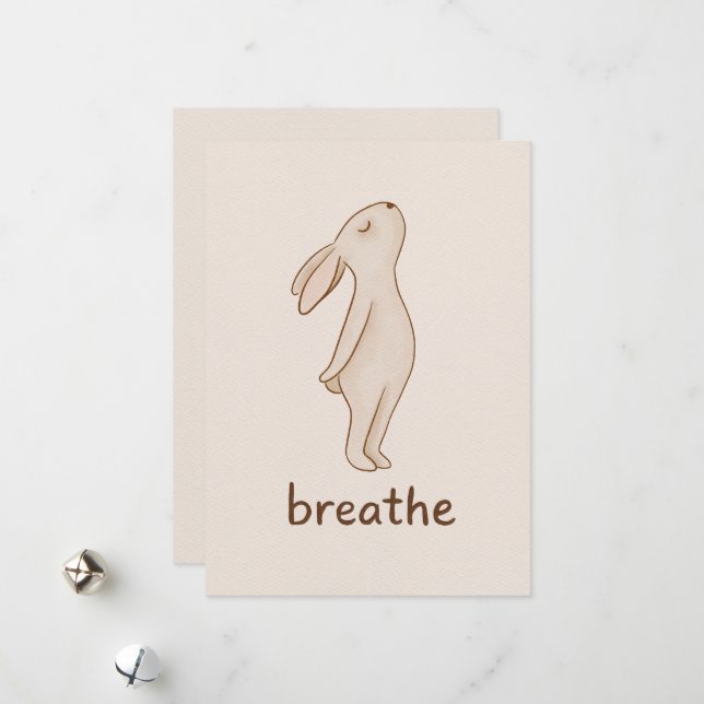 Tarjeta Festiva Breathe Bunny Minimalist Encouragement Card (Anverso/Reverso In Situ)