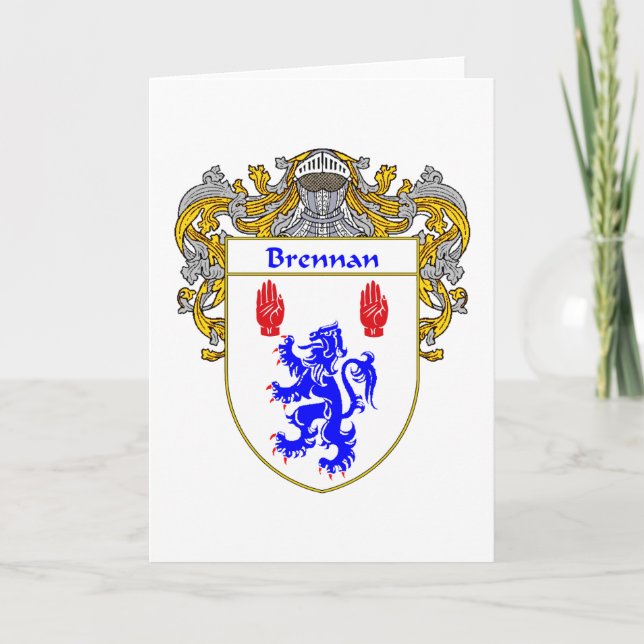 Tarjeta Festiva Brennan Coat of Arms (Mantled) (Anverso)