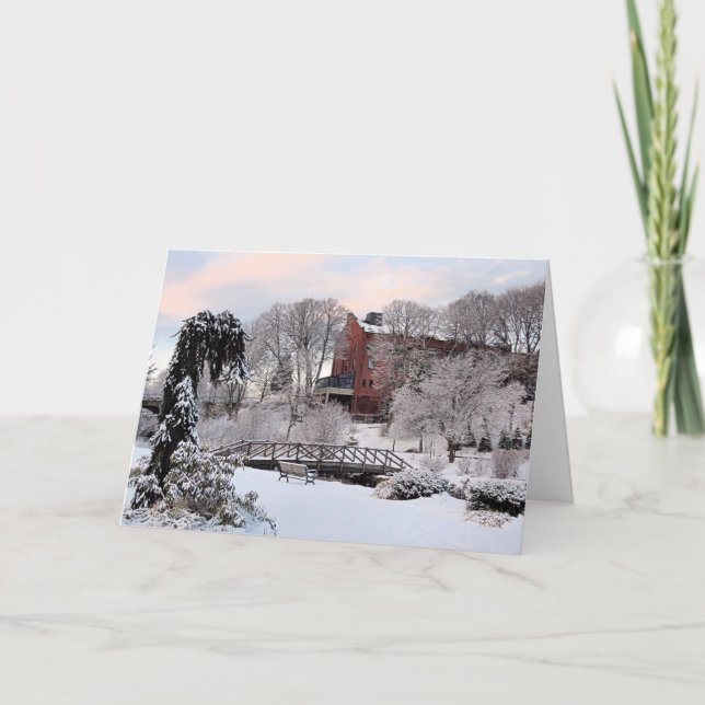 Tarjeta Festiva Brewster Gardens in Winter (Anverso)