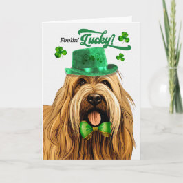 Tarjeta Festiva Briard Dog Feelin' Lucky St Patrick's Day