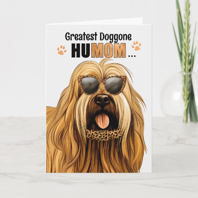 Tarjeta Festiva Briard Dog Greatest HuMOM Mother's Day (Anverso)