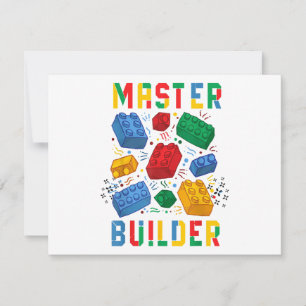 Tarjeta Festiva Brick Builder Funny Blocks Building Master Builder