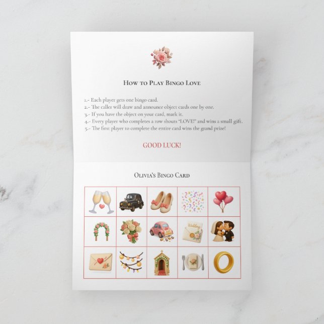 Tarjeta Festiva Bridal Shower Bingo Game Board11. Fun Party (Interior)