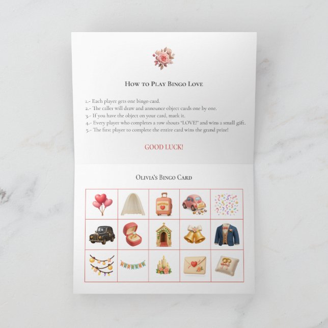 Tarjeta Festiva Bridal Shower Bingo Game Board13. Fun Party (Interior)