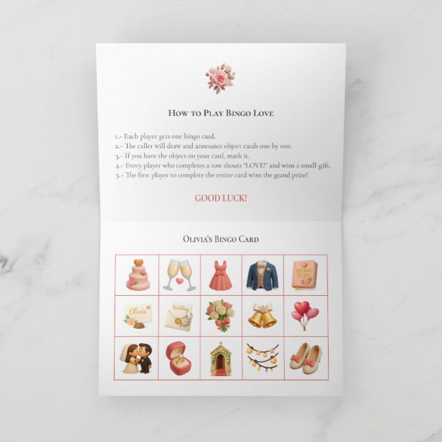 Tarjeta Festiva Bridal Shower Bingo Game Board14. Fun Party (Interior)