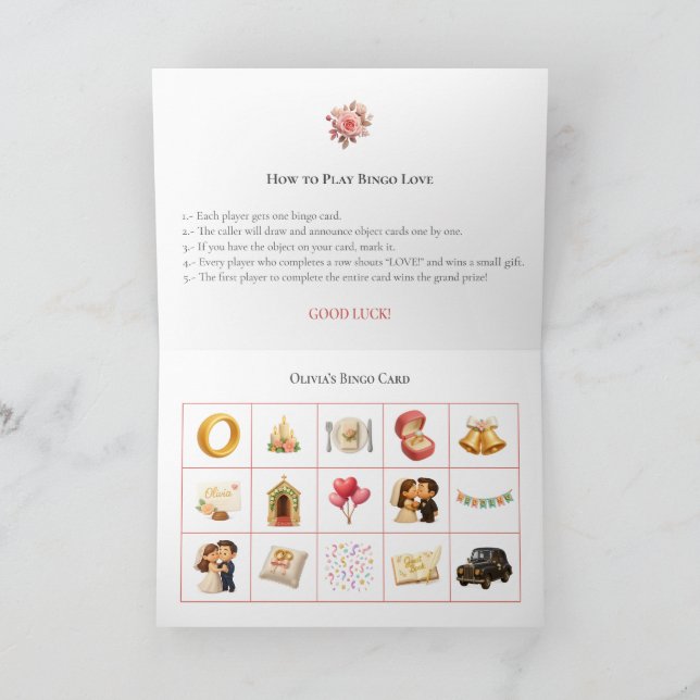 Tarjeta Festiva Bridal Shower Bingo Game Board15. Fun Party (Interior)