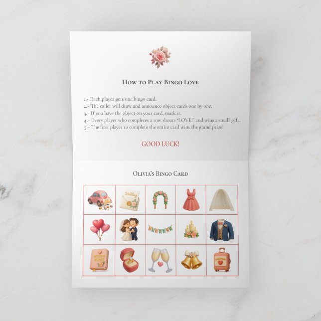 Tarjeta Festiva Bridal Shower Bingo Game Board16. Fun Party (Interior)