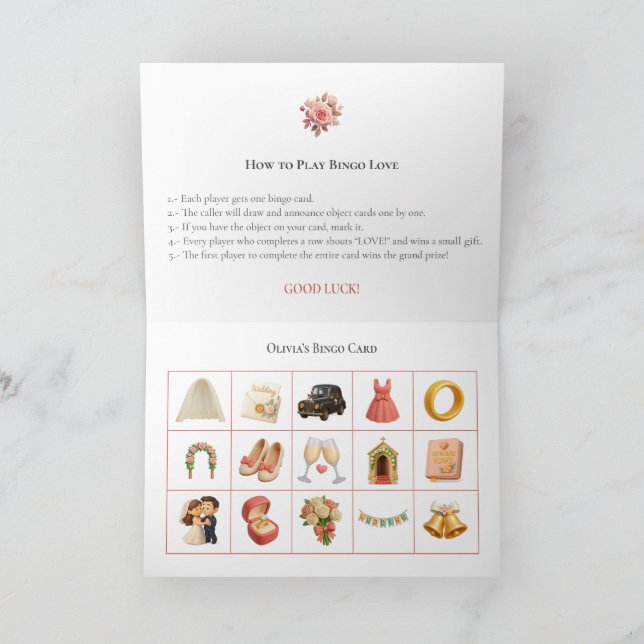 Tarjeta Festiva Bridal Shower Bingo Game Board18. Fun Party (Interior)