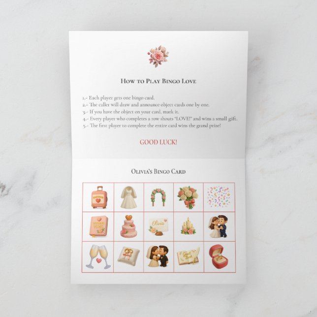 Tarjeta Festiva Bridal Shower Bingo Game Board19. Fun Party (Interior)