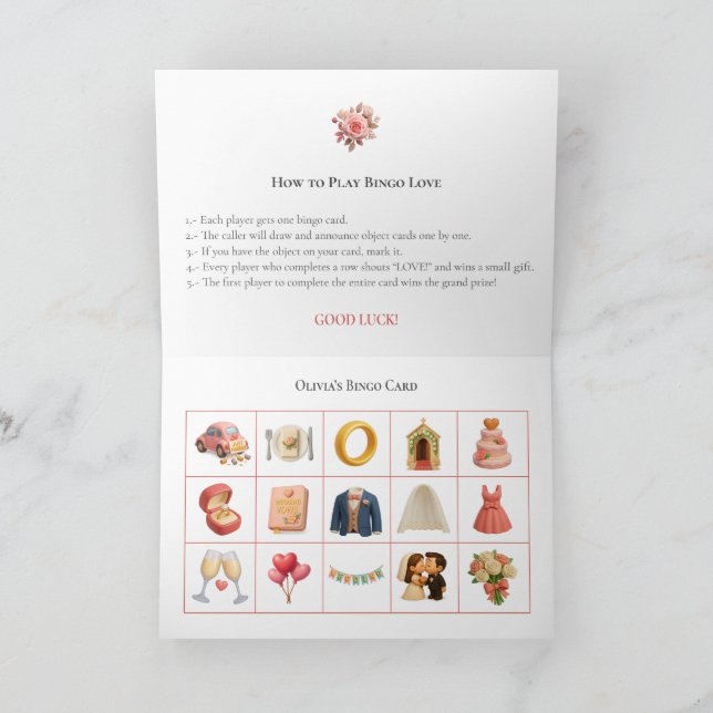 Tarjeta Festiva Bridal Shower Bingo Game Board2. Fun Party (Interior)