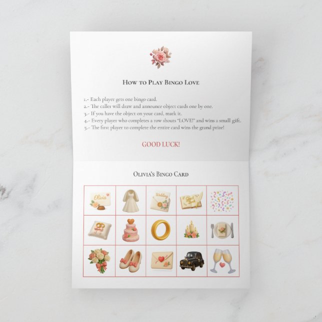 Tarjeta Festiva Bridal Shower Bingo Game Board3. Fun Party (Interior)